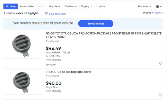 Celica TRD Foglight Search
