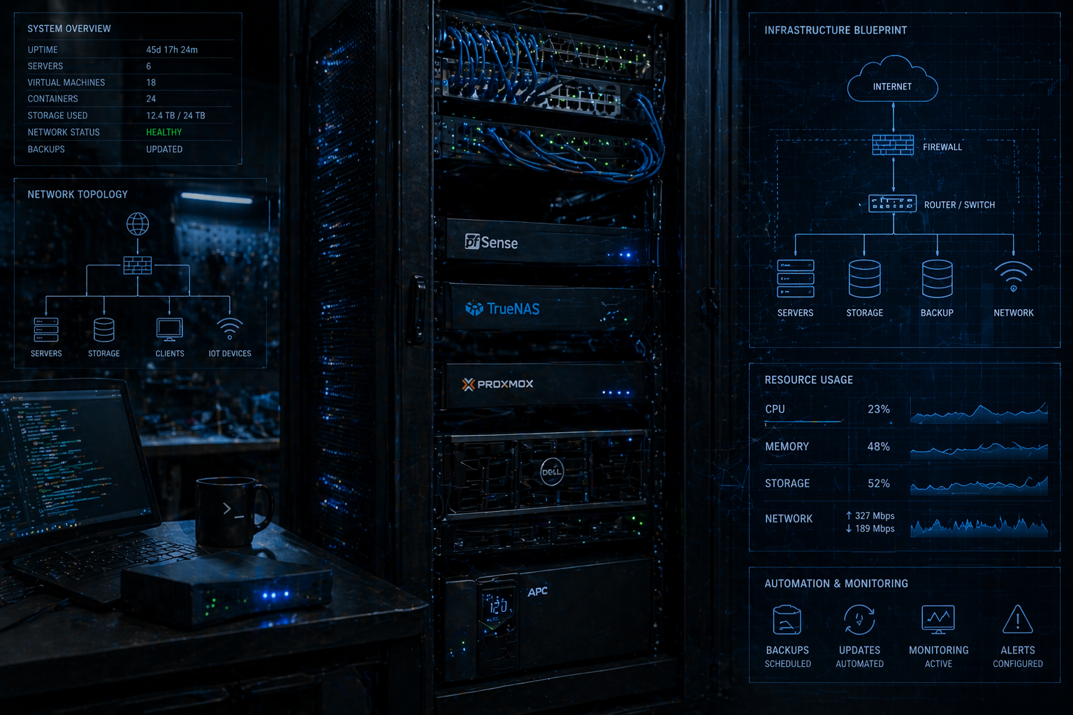 Homelab servers, networking, and technical systems